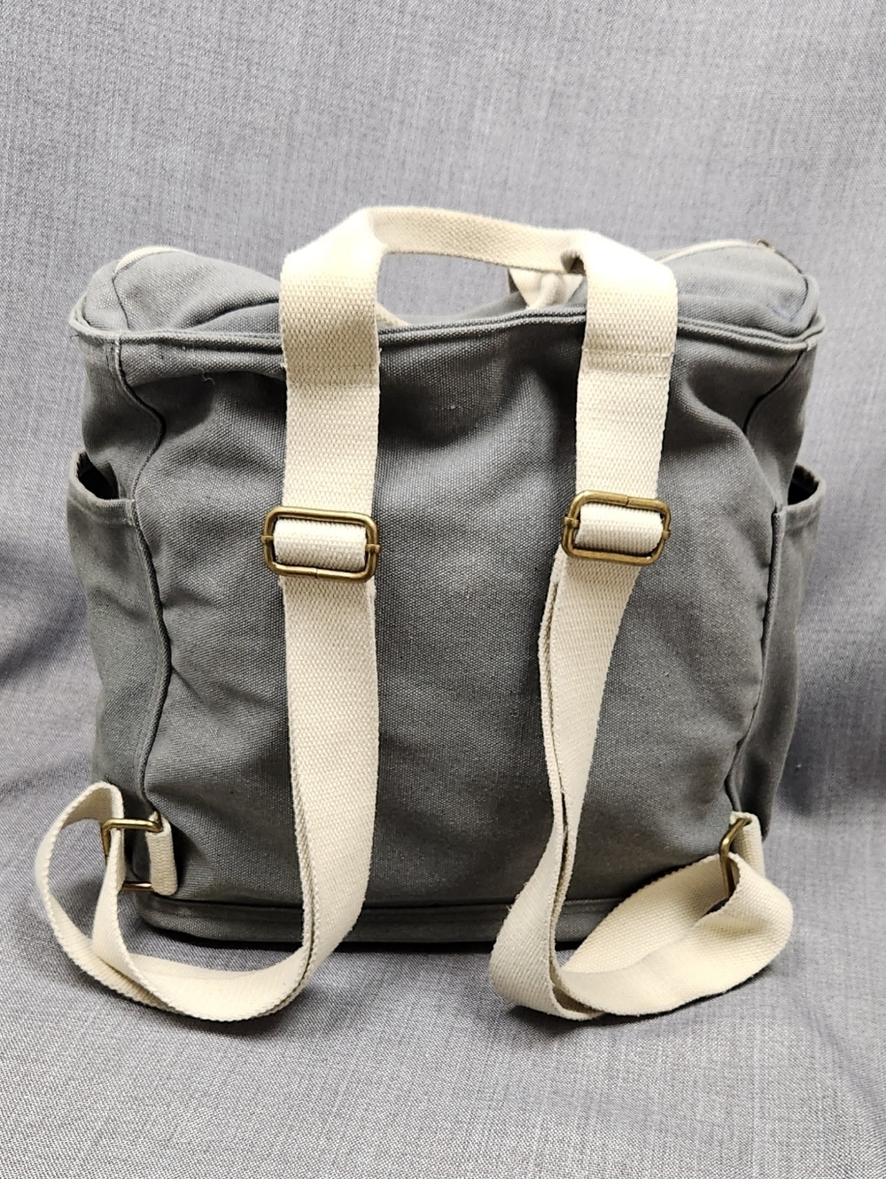 Birdling Gray & Cream Diaper  Backpack with Cream Handles - Picture 2 of 6